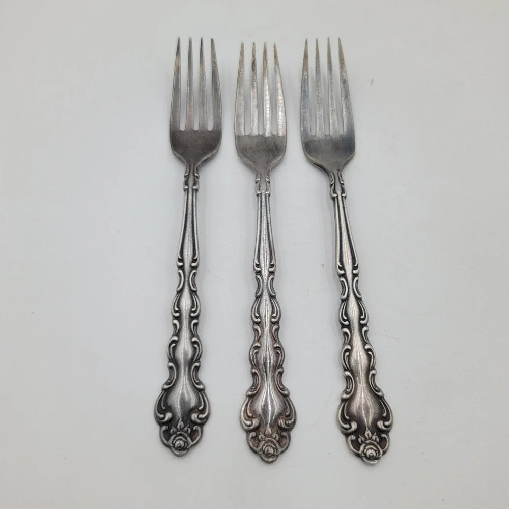 3pc VTG Oneida Community‎ Modern Baroque Silverplate Dinner Forks Flatware